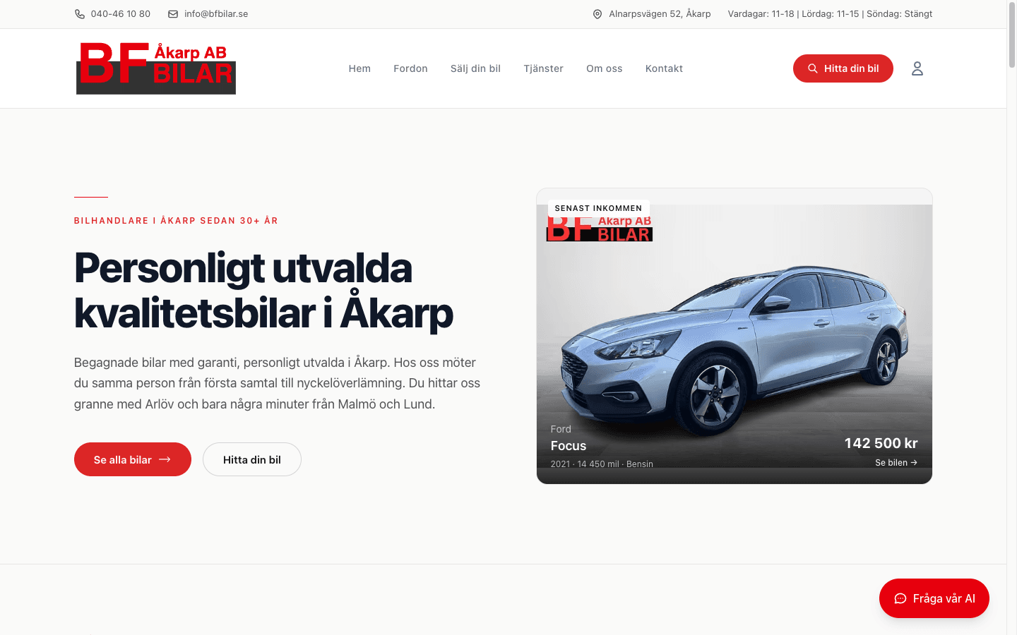 Startsida desktop