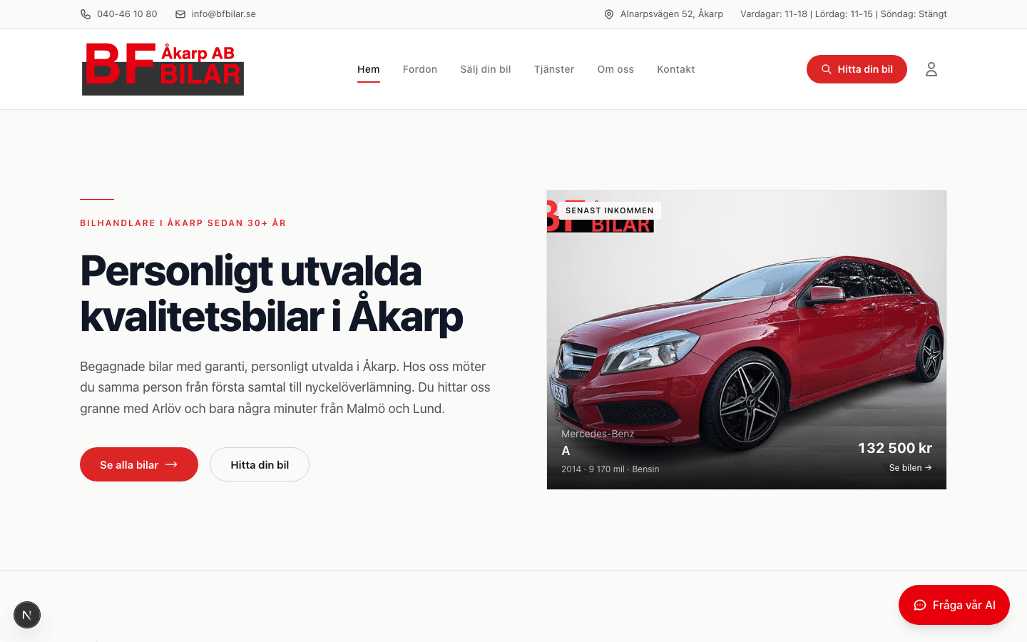 Live kundcase: BF Bilar hemsida